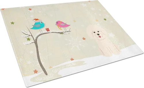 Vista 12 de Caroline's Treasures BB2513LCB - Tabla de cortar de vidrio con texto en inglés "Christmas Presents between Friends" Airedale Terrier - Tabla