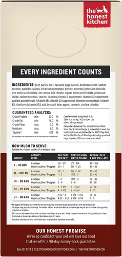 Vista 2 de The Honest Kitchen Human Grade Wholemade™ Alimento Deshidratado para Perros de Grano Integral - Comida Completa y Equilibrada o Complemento - Carne
