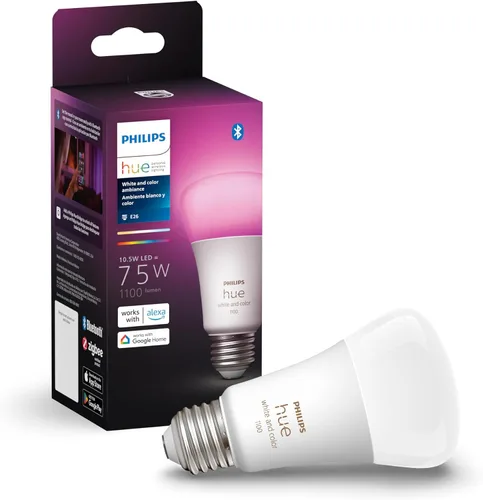Vista 9 de Philips Hue Bombillas LED inteligentes A19 – Bombillas de 75 W sin parpadeo – Control con Hue App – Compatible con Alexa, Google Assistant y Apple
