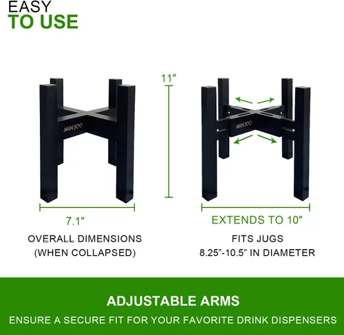 Vista 2 de Soporte ajustable para dispensador de bebidas, soporte para dispensador de 6 a 11 pulgadas, se adapta a tarros de agua de vidrio de 1 a 3 galones