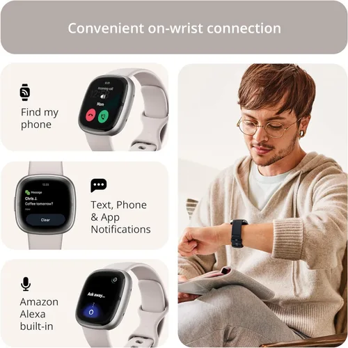 Vista 5 de Fitbit Sense 2 reloj inteligente avanzado de salud y fitness con herramientas para manejar el estrés y el sueño, aplicación ECG, SpO2, frecuencia