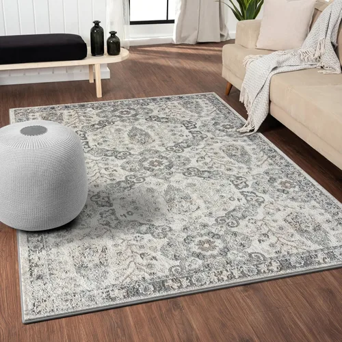 Vista 11 de LUXE WEAVERS Euston Collection 8062 - Alfombra moderna y oriental plateada de 8 x 10 pies