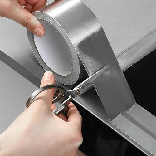 Vista 6 de Cinta adhesiva de papel de aluminio plateado COSIMIXO 3 pulgadas x 55 yardas, resistente, sellado y parcheado de alta temperatura, perfecta