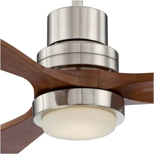 Vista 9 de Casa Vieja Ventilador de techo de 52 pulgadas con 3 aspas estilo rústico de Delta Wing DC con luz LED, control remoto, madera de nogal de níquel