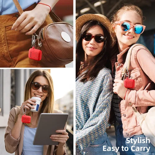 Vista 6 de Lerobo - Funda con grabado de flores para carcasa de AirPod, protector de silicona suave y elegante con llavero compatible con carcasa de carga