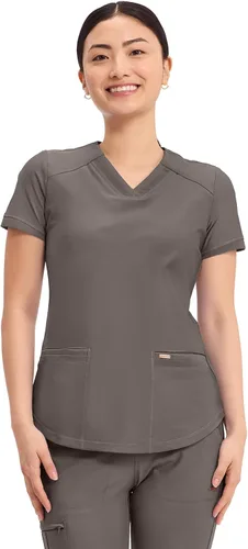 Vista 9 de Cherokee Form Blusas de Uniforme Médico para Mujeres, Blusa de Uniforme Médico de Punto Elástica con Cuello en V - CK840 Negro