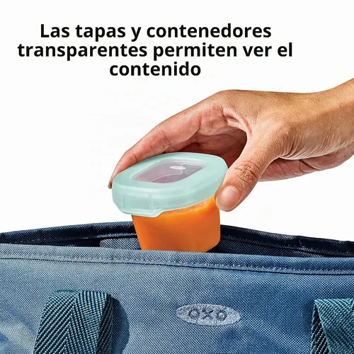 Vista 4 de OXO Tot Baby Blocks - Contenedores de almacenamiento para congelador (2 onzas), ópalo