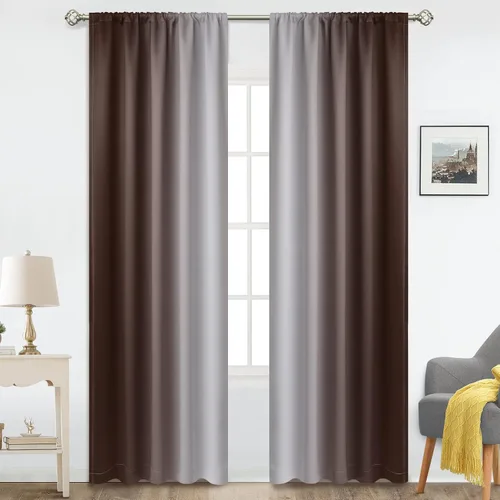 Vista 9 de COSVIYA Cortinas degradadas con dobladillo para cortinero, cortinas de oscurecimiento de habitación de 63 pulgadas de largo, cortinas degradadas