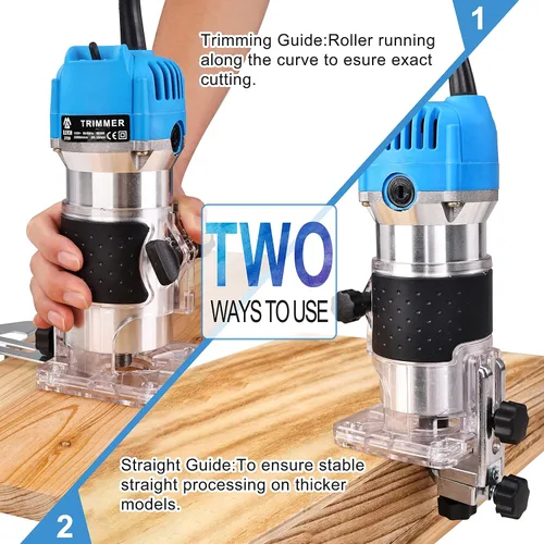 Vista 4 de Elevon Enrutador de madera, fresado laminado, grabado, máquina de mano, herramienta de carpintería, recortadora eléctrica, enrutador de palma