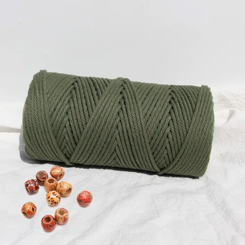 Vista 45 de Cordón de macramé beige de 0.078 pulgadas x 220 yardas, cuerda de algodón torcido de 4 hebras natural para colgar en la pared, manualidades, cordel