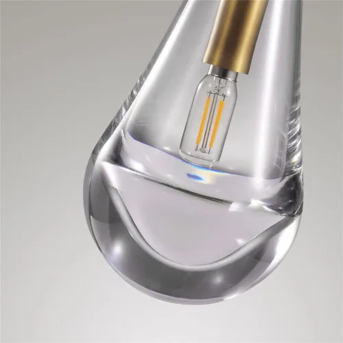 Vista 6 de Luces Colgantes Modernas de Gota de Lluvia, Luces Colgantes para Isla de Cocina, Lámpara de Comedor con Barra de Latón, Candelabro de Gota de Lluvia