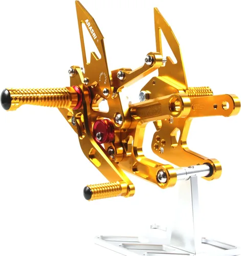 Vista 5 de Arashi (Versión 2.0) Estriberas traseras para motocicleta YAMAHA YZF R6 2006-2016 Accesorios ajustables Estriberas de pie traseras Oro 2007 2008
