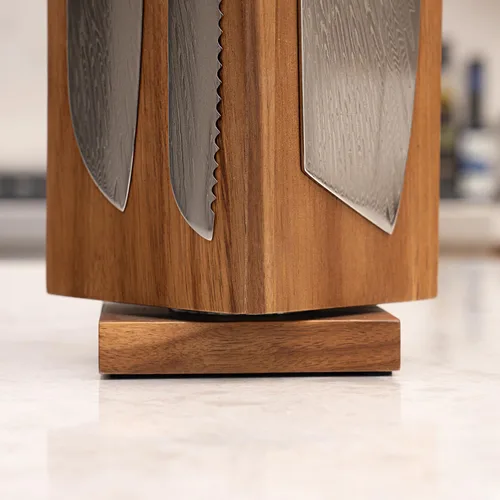 Vista 6 de SENKEN - Bloque magnético giratorio para cuchillos sin cuchillos, madera dura de acacia natural, rotación de 360 grados, imanes de neodimio ultra