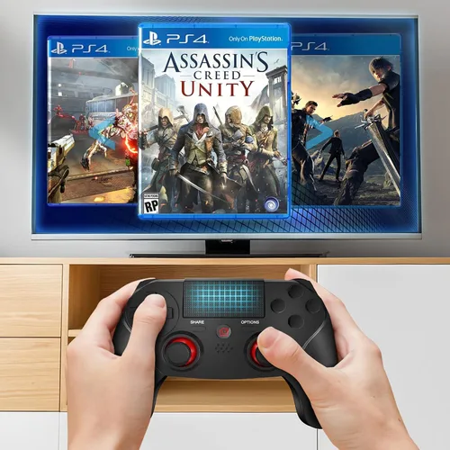 Vista 4 de Wireless Controller Compatible with PS4 System - Gamepad Joystick with Dual Vibration, 6-Axis Gyro Sensor, Audio Function for Playstation 4 SlimPro