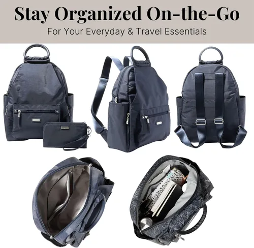 Vista 75 de Baggallini Mochila todo el día para mujer con pulsera de teléfono RFID, Negro, talla única