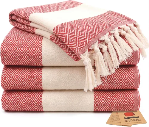 Vista 28 de Bazaar Anatolia Toallas de mano – Juego de 4 39 x 19 pulgadas – Toalla de mano turca a rayas para baño, 100% algodón, cocina, cara, cabello, té