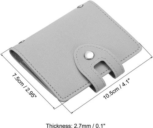 Vista 2 de PATIKIL Soporte para tarjetas de crédito, 1 paquete de cartera delgada de cuero, organizador de almacenamiento de tarjetas de visita con 30 ranuras