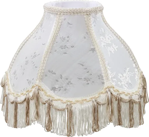 Vista 10 de Aspen Creative 55001 - Pantalla de lámpara de cúpula festoneada cosida a mano con flecos UNO en Biscotti Beige, 4 pulgadas superior x 10 pulgadas