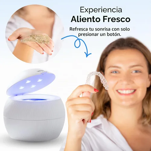 Vista 2 de Swissker by Swissklip ShinePod - Cápsula de limpieza dental ultrasónica Máquina de limpieza ultrasónica de retenedores Limpiador de protector