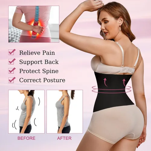 Vista 3 de MICOHPKLE Entrenador de cintura para mujer, corsé de cintura para control de abdomen, faja de entrenamiento delgada