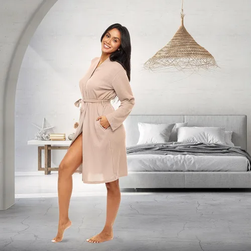 Vista 2 de Alexander Del Rossa Batas ligeras para mujer, bata de verano para mujer, batas de gofre para mujer