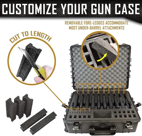 Vista 6 de DORO - Estuche rígido para 10 pistolas 20, con inserto de espuma personalizado MyCaseBuilder, impermeable, resistente, para pistola táctica/arma