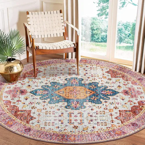 Vista 23 de Moynesa Alfombra ultra fina lavable de 2 x 3 pies, alfombra pequeña de cocina para entrada, interior, antideslizante, tapete vintage para puerta