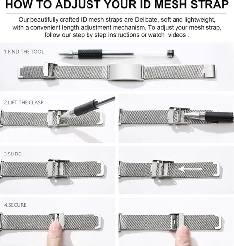 Vista 7 de VNOX Medical Alert Bracelets for Men & Women Kids with Free Engraving Adjustable Stainless Steel Mesh Emergency Medical ID Bracelets Wristband