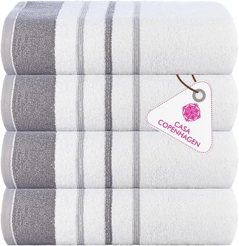 Vista 120 de CASA COPENHAGEN Exotic - Juego de 6 toallas de diseño de 100% algodón egipcio, color azul aguamarina, 550 GSM, 2 toallas de baño, 2 toallas de baño
