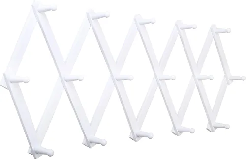 Vista 37 de SKOLOO Perchero de pared para sombreros con 14 ganchos, de madera maciza, moderno, perchero de pared expandible para abrigos, sombreros, bolsos