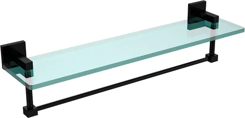 Vista 6 de Allied Brass MT-1-16TB Montero Collection - Estante de cristal integrado para tocador de 16 pulgadas, color negro mate