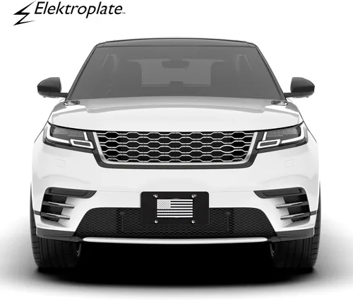 Vista 2 de Elektroplate Placa de matrícula negra con bandera de Estados Unidos invertida