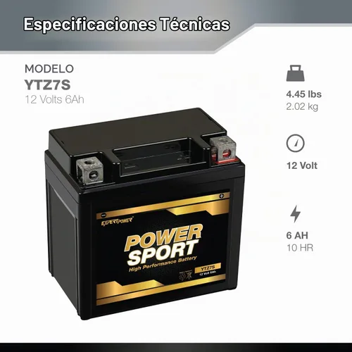 Vista 2 de Baterías de 12 voltios para motocicletas, marca ExpertPower