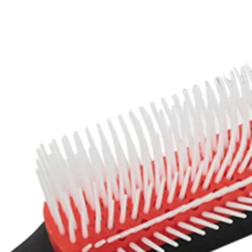 Vista 7 de Cepillo de pelo rizado rojo desenredante de 9 filas de ABS, cepillo estático para cabello rizado y ondulado, unisex, blanco