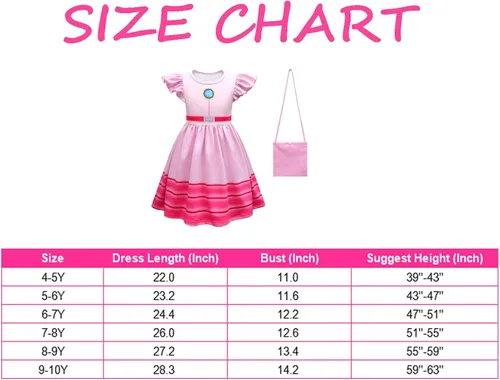 Vista 4 de MEDSAMAAN Vestido de melocotón para niñas, trajes de cosplay para niñas de 4 a 10 años
