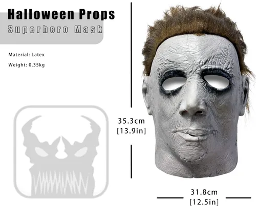 Vista 4 de Máscara de Halloween Michael Myers máscara de película de Halloween máscaras de terror de látex para disfraz de cosplay