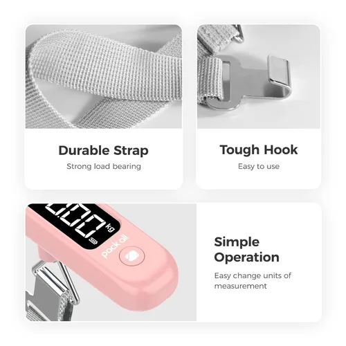 Vista 6 de pack all Báscula de equipaje de 110 libras, báscula digital de equipaje de mano, báscula de peso para maleta de viaje con pantalla LCD, batería