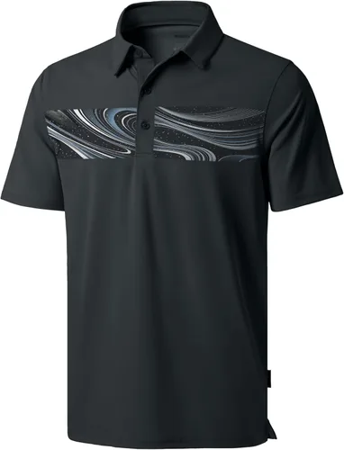 Vista 22 de Polo de golf para hombre, secado rápido, absorbe la humedad, manga corta A-Negro