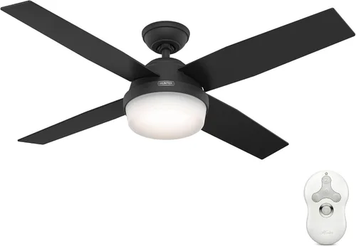 Vista 14 de Hunter Dempsey, ventilador de techo, moderno, silencioso, 44 pulgadas, níquel cepillado con luz LED y control remoto, montaje estándar, 4