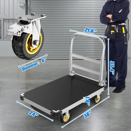 Vista 6 de Camión de plataforma resistente de 2200 libras, 36 "x 24" carro
