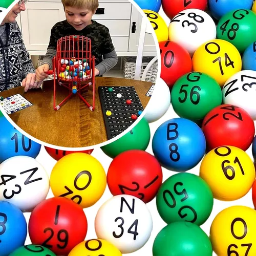 Vista 5 de Paquete de 75 bolas de bingo, juego de números de bingo ABS estándar de 0.866 pulgadas, resistentes a los arañazos, multicolor, repuesto