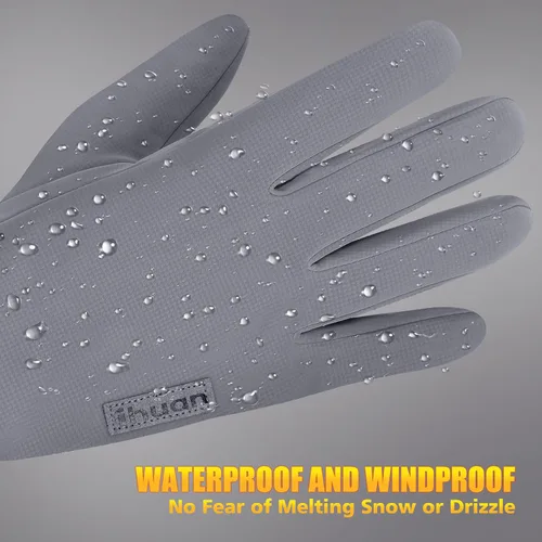 Vista 5 de ihuan Guantes de invierno para hombres y mujeres, guantes de clima frío para correr, ciclismo, guantes impermeables para la nieve, guantes cálidos