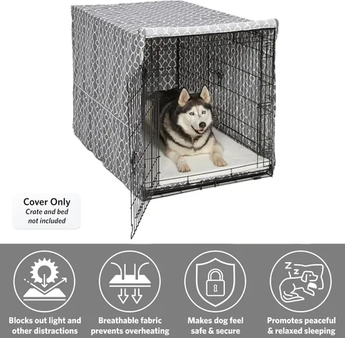 Vista 50 de MidWest Homes for Pets Funda para jaula para perros pequeños con protector de tela Teflon, funda de privacidad de poli-algodón para perrera que se