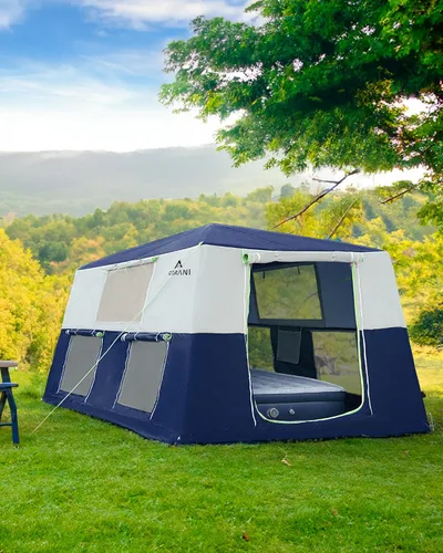 Vista 8 de CORANI Tiendas inflables de 14.1'x6.5'x9' para acampar, tienda de aire inflable portátil para 6/8/10 personas, impermeable, resistente al viento