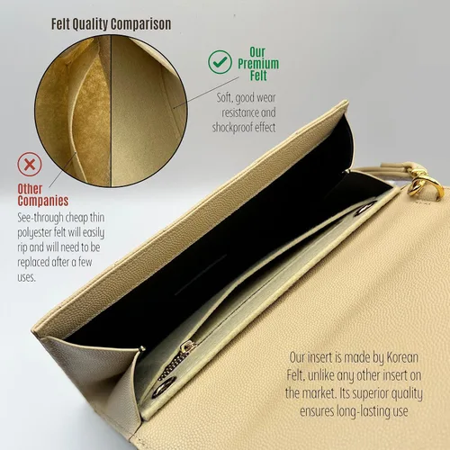Vista 3 de Conversion Kit compatible with Monogram Clutch, Insert with 120cm - 47" inches Premium Gold Chain, Wristlet Insert Wallet on Chain (Lime)