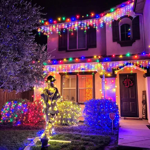 Vista 3 de Luces de Navidad de Carámbanos para Exteriores, 33 pies 400 Luces LED de Carámbanos para Exteriores, Luces Centelleantes Enchufables para Interiores
