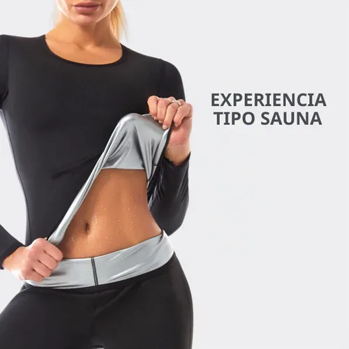 Vista 2 de Nano Hertz Traje de sudor para sauna, moldeador de cuerpo, camiseta de manga larga para mujer
