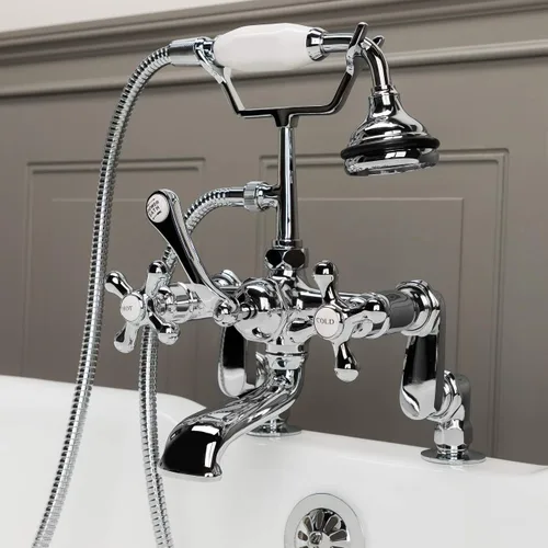 Vista 4 de Morris Randolph Rim Monte Inglés teléfono Clawfoot Tub llave con Handshower