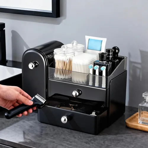 Vista 6 de Organizador de Maquillaje, Organizador de Tocador con Soporte para Brochas de Maquillaje, Organizadores Grandes para Cuidado de la Piel