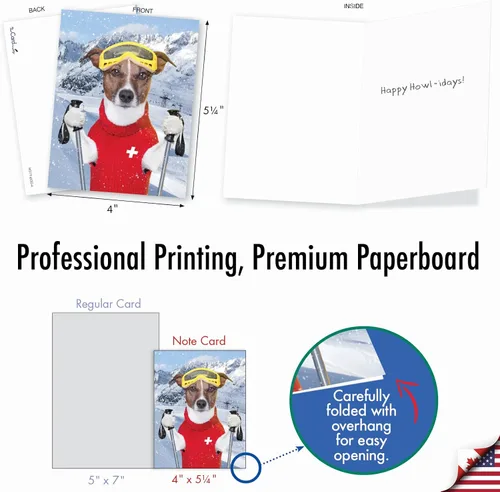 Vista 6 de The Best Card Company - 20 adorables tarjetas de felicitación navideñas (4 x 5.12 pulgadas) - Saludos de cachorros a granel, surtidos